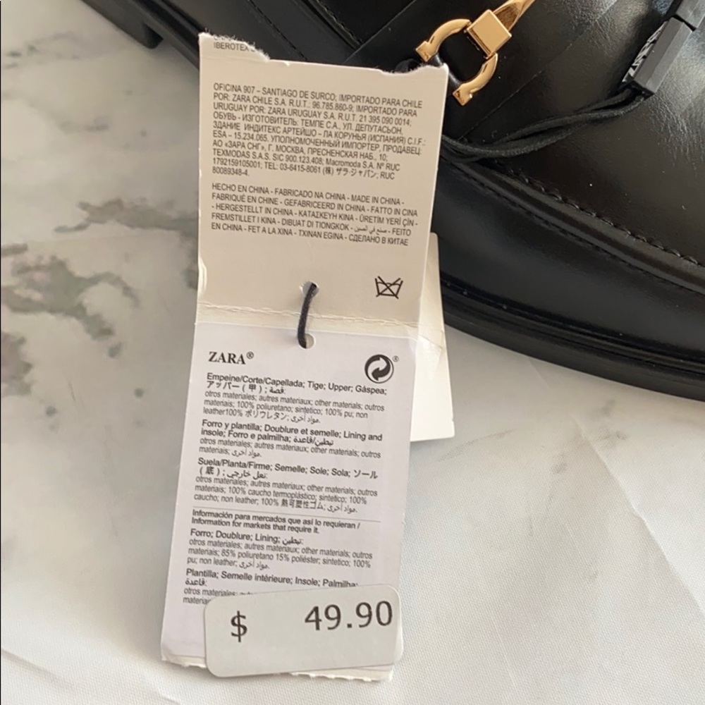 ZARA NWT - BLACK METAL BUCKLE LOAFER SHOES (SIZE: EUR 38 / US 7.5) - Picture 6 of 8